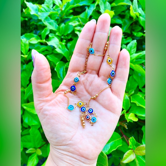 Jewelry - #14 Multicolor Evil Eye Gold Necklace
